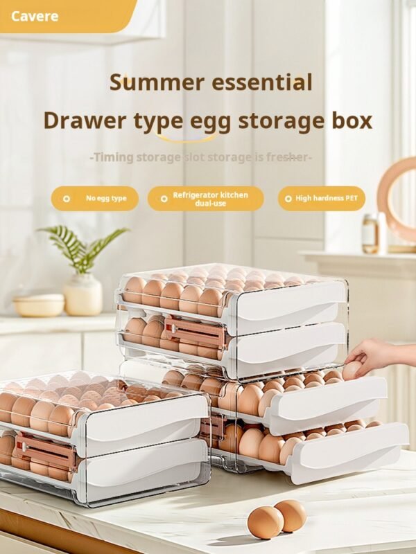 Egg storage box, refrigerator drawer-style kitchen storage organizer, egg box, food-grade container