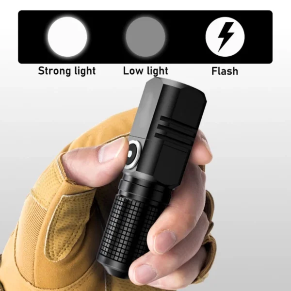 10000 LM mini powerful led flashlight xhp50 built-in battery 3 modes usb rechargeable flash light edc torch lamp flashlights - Image 8